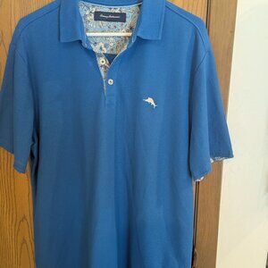 Tommy Bahama Polo Short Sleeve Shirt Blue-"Hard to Find Pattern"-Men's Size Lg